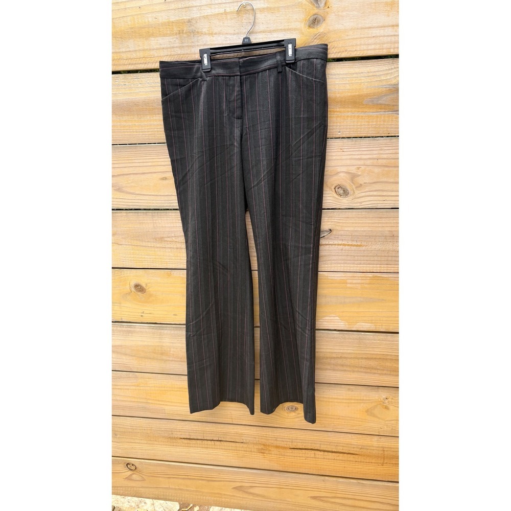 Express Design Studio Editor Pants Womens 10 Grey Pink Pinstripe Wide Leg Dress